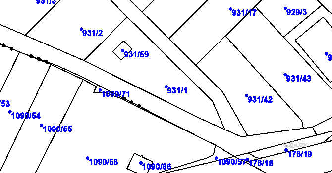Parcela st. 931/1 v KÚ Suchohrdly u Znojma, Katastrální mapa