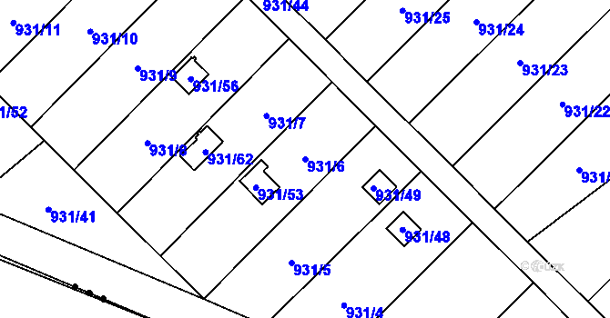 Parcela st. 931/6 v KÚ Suchohrdly u Znojma, Katastrální mapa