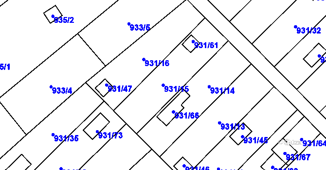 Parcela st. 931/15 v KÚ Suchohrdly u Znojma, Katastrální mapa