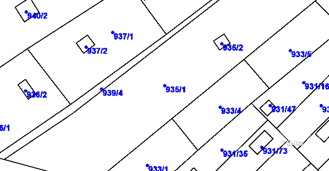 Parcela st. 935/1 v KÚ Suchohrdly u Znojma, Katastrální mapa