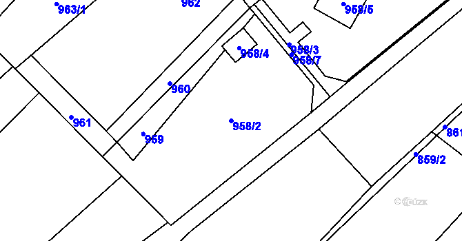 Parcela st. 958/2 v KÚ Suchohrdly u Znojma, Katastrální mapa