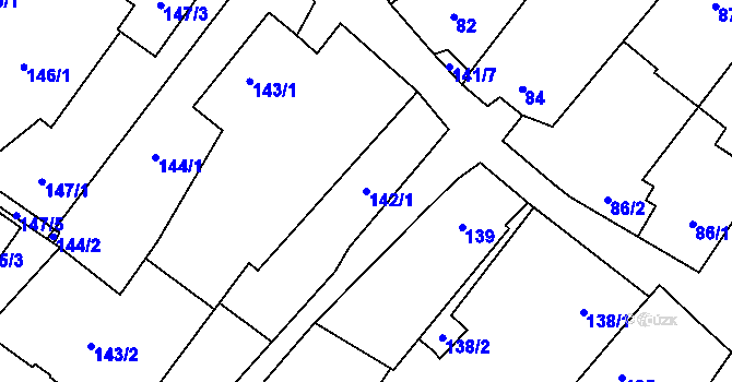 Parcela st. 142/1 v KÚ Suchohrdly u Znojma, Katastrální mapa