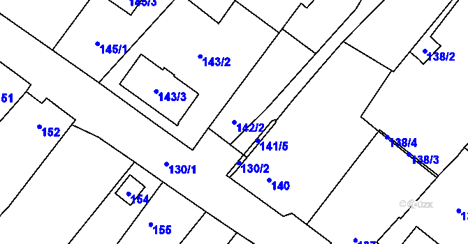 Parcela st. 142/2 v KÚ Suchohrdly u Znojma, Katastrální mapa