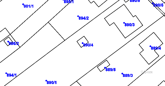 Parcela st. 890/4 v KÚ Suchohrdly u Znojma, Katastrální mapa