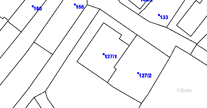 Parcela st. 127/1 v KÚ Suchohrdly u Znojma, Katastrální mapa
