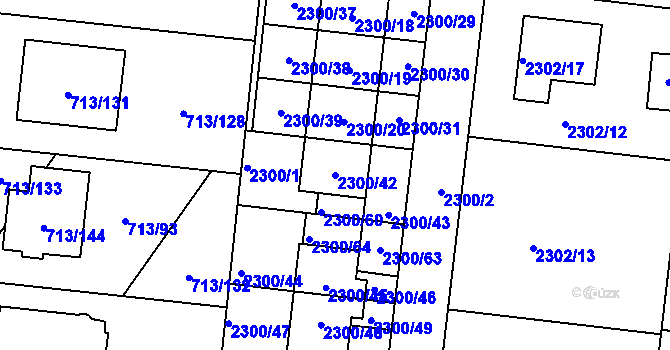 Parcela st. 2300/42 v KÚ Suchohrdly u Znojma, Katastrální mapa
