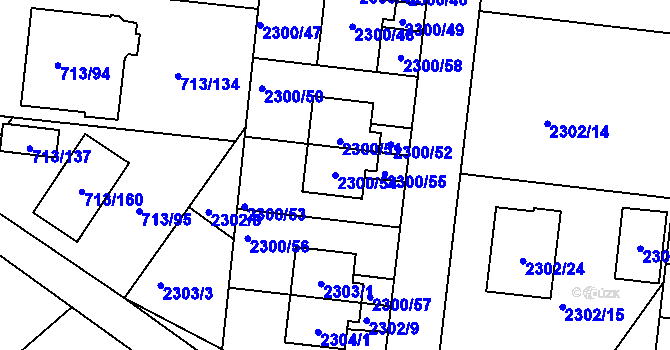 Parcela st. 2300/54 v KÚ Suchohrdly u Znojma, Katastrální mapa