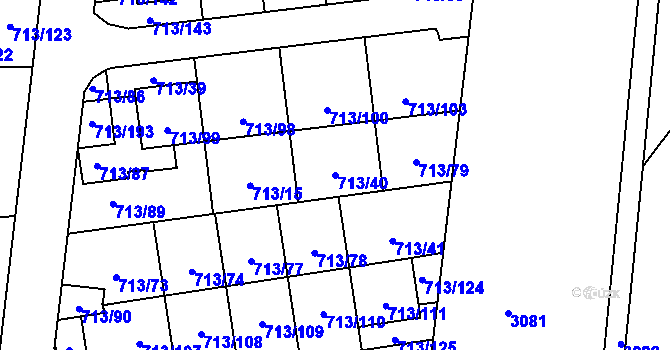 Parcela st. 713/40 v KÚ Suchohrdly u Znojma, Katastrální mapa