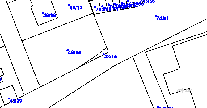 Parcela st. 48/15 v KÚ Suchohrdly u Znojma, Katastrální mapa