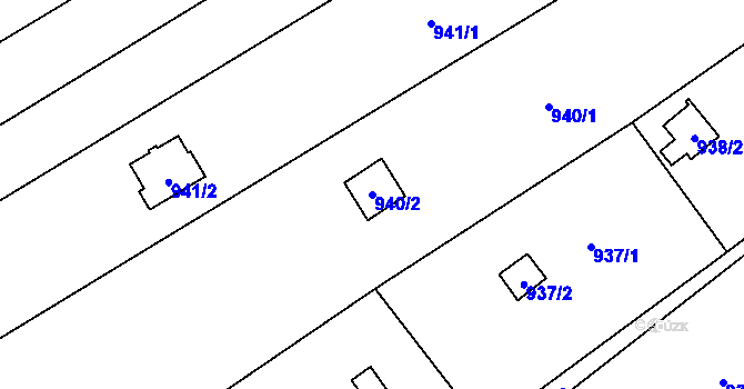 Parcela st. 940/2 v KÚ Suchohrdly u Znojma, Katastrální mapa