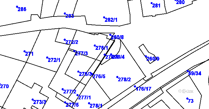 Parcela st. 276/4 v KÚ Suchohrdly u Znojma, Katastrální mapa