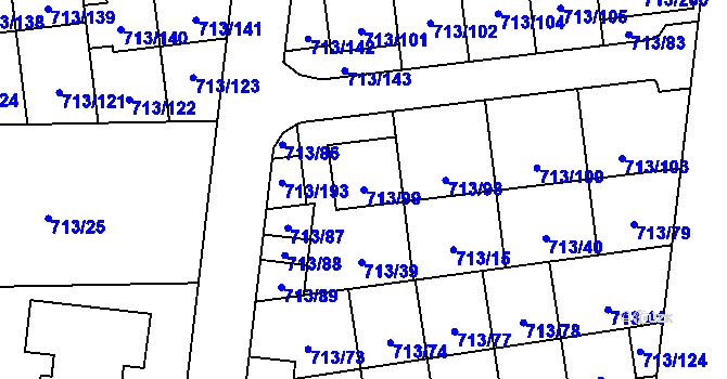 Parcela st. 713/99 v KÚ Suchohrdly u Znojma, Katastrální mapa