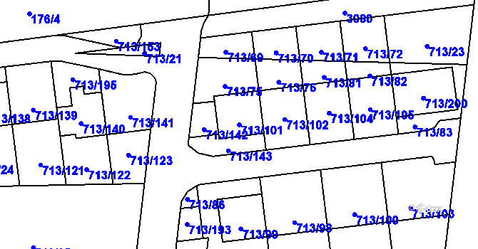 Parcela st. 713/101 v KÚ Suchohrdly u Znojma, Katastrální mapa