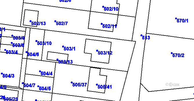 Parcela st. 503/12 v KÚ Suchohrdly u Znojma, Katastrální mapa