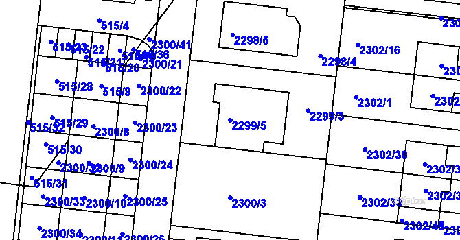 Parcela st. 2299/5 v KÚ Suchohrdly u Znojma, Katastrální mapa