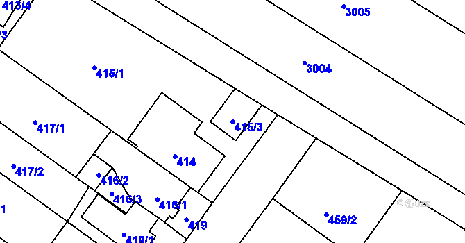 Parcela st. 415/3 v KÚ Suchohrdly u Znojma, Katastrální mapa
