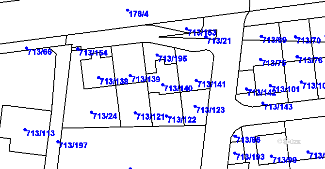 Parcela st. 713/140 v KÚ Suchohrdly u Znojma, Katastrální mapa