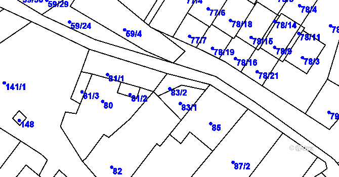 Parcela st. 83/2 v KÚ Suchohrdly u Znojma, Katastrální mapa