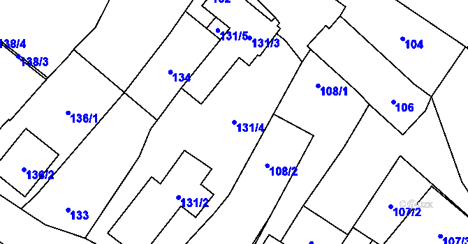 Parcela st. 131/4 v KÚ Suchohrdly u Znojma, Katastrální mapa