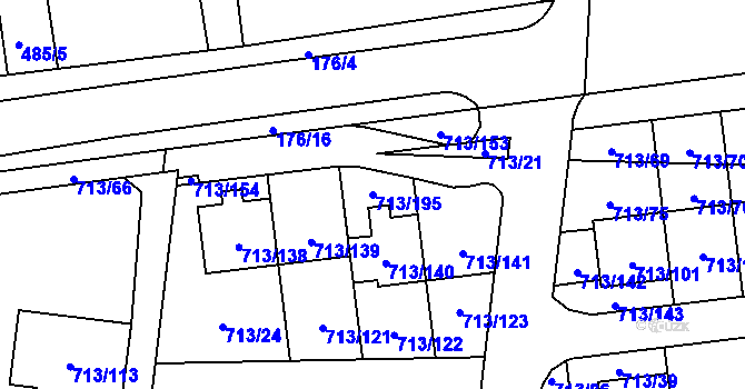 Parcela st. 713/195 v KÚ Suchohrdly u Znojma, Katastrální mapa