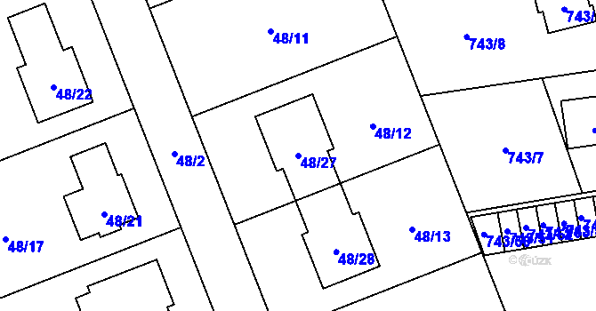 Parcela st. 48/27 v KÚ Suchohrdly u Znojma, Katastrální mapa
