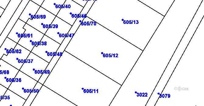 Parcela st. 605/12 v KÚ Suchohrdly u Znojma, Katastrální mapa