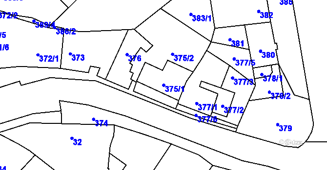 Parcela st. 375/1 v KÚ Suchohrdly u Znojma, Katastrální mapa