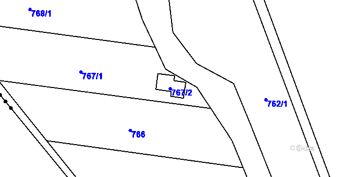 Parcela st. 767/2 v KÚ Suchohrdly u Znojma, Katastrální mapa
