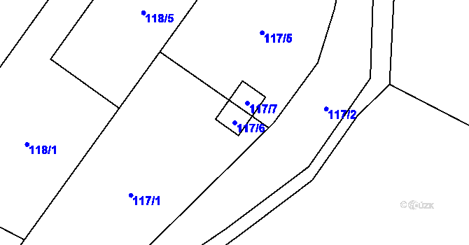 Parcela st. 117/6 v KÚ Suchohrdly u Znojma, Katastrální mapa