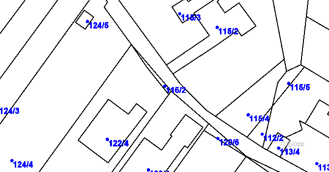 Parcela st. 116/2 v KÚ Suchohrdly u Znojma, Katastrální mapa