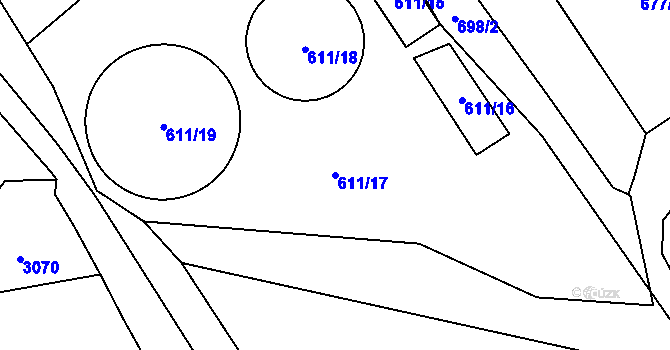 Parcela st. 611/17 v KÚ Suchohrdly u Znojma, Katastrální mapa