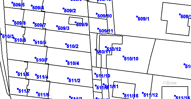 Parcela st. 510/11 v KÚ Suchohrdly u Znojma, Katastrální mapa
