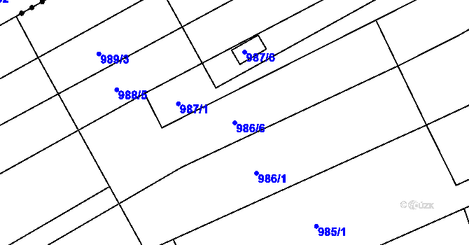 Parcela st. 986/6 v KÚ Suchohrdly u Znojma, Katastrální mapa