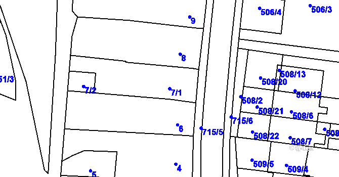 Parcela st. 7/1 v KÚ Suchohrdly u Znojma, Katastrální mapa