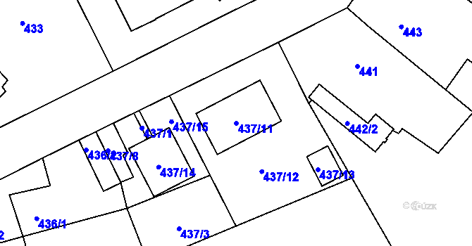 Parcela st. 437/11 v KÚ Suchohrdly u Znojma, Katastrální mapa