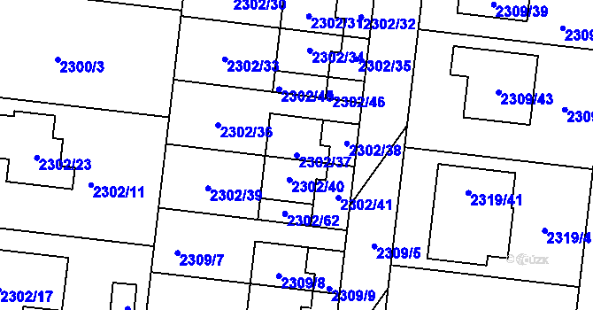 Parcela st. 2302/37 v KÚ Suchohrdly u Znojma, Katastrální mapa