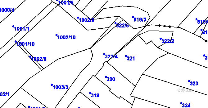 Parcela st. 322/4 v KÚ Suchohrdly u Znojma, Katastrální mapa
