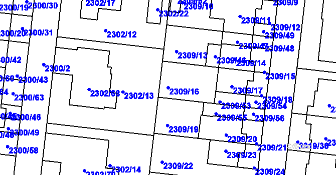 Parcela st. 2309/16 v KÚ Suchohrdly u Znojma, Katastrální mapa