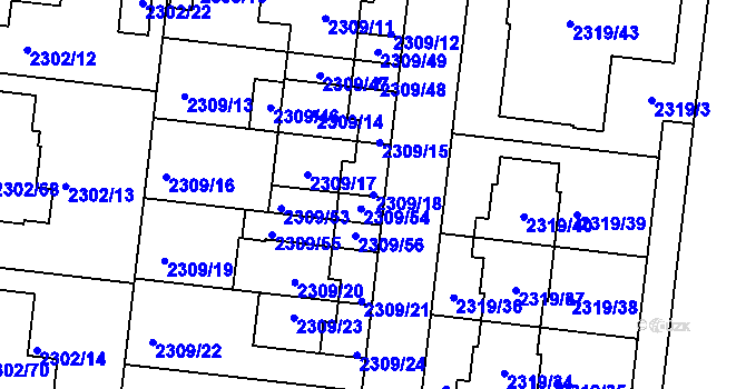 Parcela st. 2309/18 v KÚ Suchohrdly u Znojma, Katastrální mapa