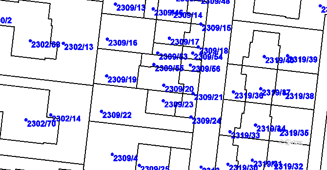 Parcela st. 2309/20 v KÚ Suchohrdly u Znojma, Katastrální mapa