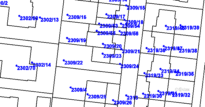 Parcela st. 2309/23 v KÚ Suchohrdly u Znojma, Katastrální mapa