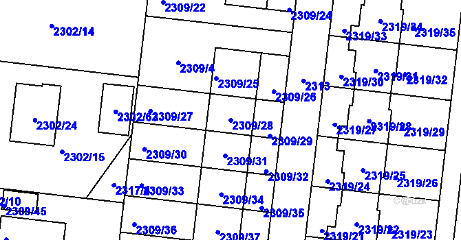 Parcela st. 2309/28 v KÚ Suchohrdly u Znojma, Katastrální mapa