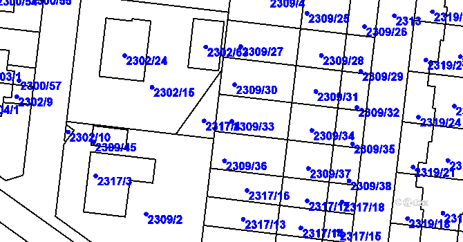 Parcela st. 2309/33 v KÚ Suchohrdly u Znojma, Katastrální mapa