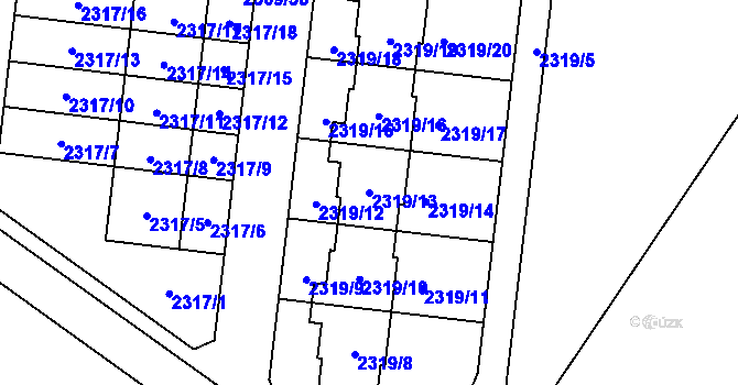 Parcela st. 2319/13 v KÚ Suchohrdly u Znojma, Katastrální mapa