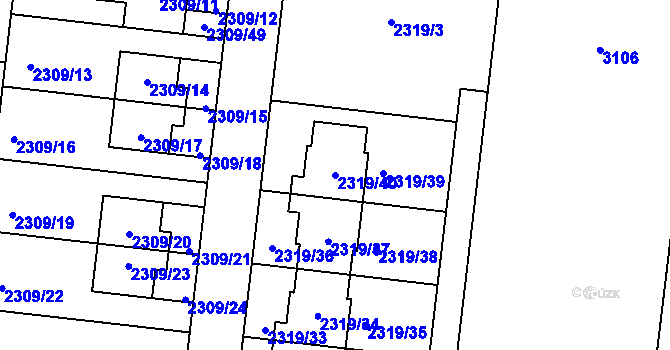 Parcela st. 2319/40 v KÚ Suchohrdly u Znojma, Katastrální mapa