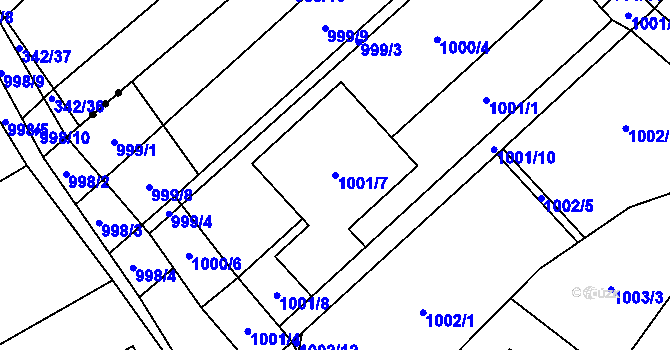 Parcela st. 1001/7 v KÚ Suchohrdly u Znojma, Katastrální mapa