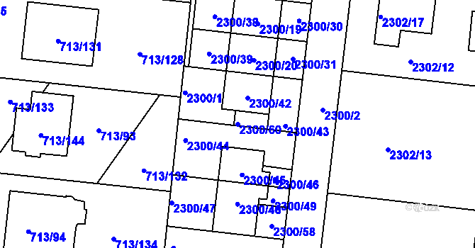 Parcela st. 2300/60 v KÚ Suchohrdly u Znojma, Katastrální mapa