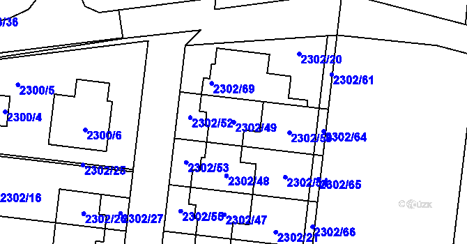 Parcela st. 2302/49 v KÚ Suchohrdly u Znojma, Katastrální mapa