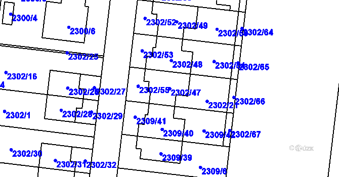 Parcela st. 2302/47 v KÚ Suchohrdly u Znojma, Katastrální mapa