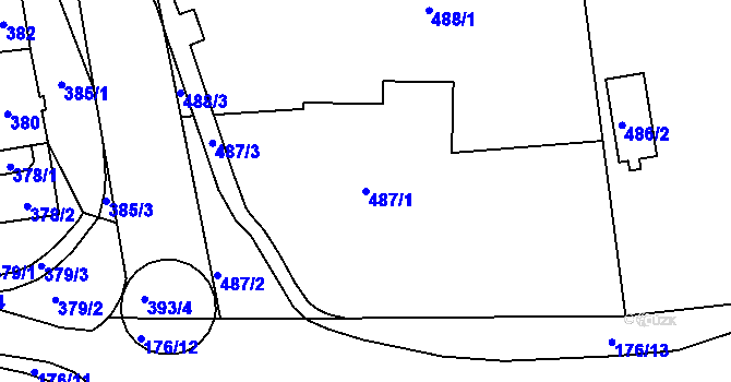 Parcela st. 487/1 v KÚ Suchohrdly u Znojma, Katastrální mapa